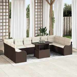 vidaXL Set de canapele pentru grădină 11 pcs Maro 100 x 55 x 73 cm imagine