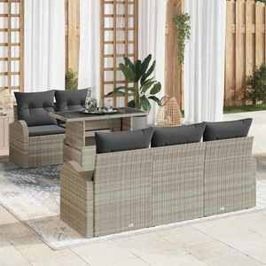 vidaXL Set de canapele pentru grădină cu pernă 6 pcs Gri deschis imagine
