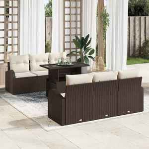vidaXL Set de canapele pentru grădină 7 pcs Maro 100 x 55 x 73 cm imagine