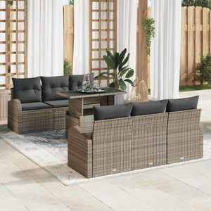 vidaXL Set de canapele pentru grădină 7 pcs Gri 100 x 55 x 73 cm imagine