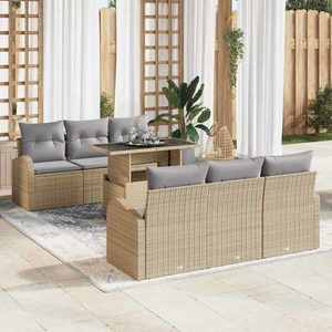 vidaXL Set de canapele pentru grădină 7 pcs Bej 100 x 55 x 73 cm imagine