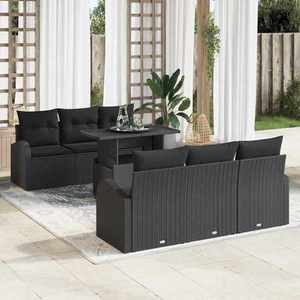 vidaXL Set de canapele pentru grădină 7 pcs Negru 100 x 55 x 73 cm imagine