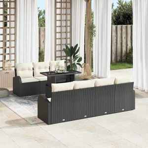 vidaXL Set de canapele pentru grădină 8 pcs Negru 100 x 55 x 73 cm imagine