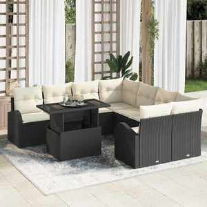 vidaXL Set de canapele pentru grădină 9 pcs Negru 100 x 55 x 73 cm imagine
