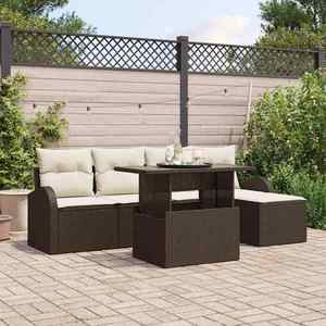 vidaXL Set de canapele pentru grădină cu pernă 6 pcs Maro Rattan poli imagine