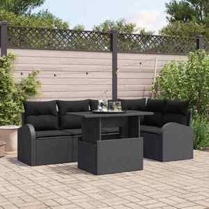 vidaXL Set de canapele pentru grădină 6 pcs Negru 100 x 55 x 73 cm imagine