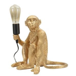 Mauro Ferretti Lampă De Masă Design Maimuță Șezută Auriu Cm 33X33X30 | Aosom Romania imagine
