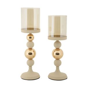 Mauro Ferretti Set 2 Suporturi Lumanare Crem Cm Ø10X32-10X34 | Aosom Romania imagine