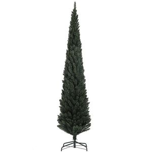 HOMCOM Brad Artificial de Crăciun cu 538 Ramuri, Brad de Crăciun Îngust și Spațios cu Bază de Oțel, Ø55x225 cm, Verde | Aosom Romania imagine