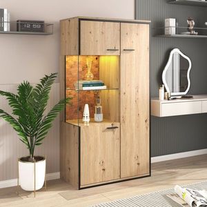 Vitrină modernă cu iluminare LED, Culoare naturală | Aosom Romania imagine