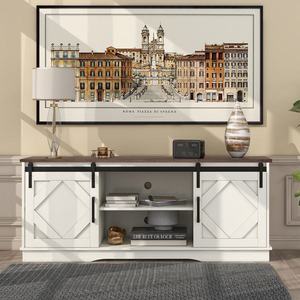 Mobilier TV stil Country Modern, Alb+Maro | Aosom Romania imagine