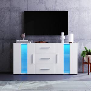 Comodă modernă cu lumini LED multicolore, Alb | Aosom Romania imagine