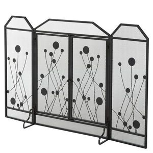 Paravan antiscantei pentru semineu, pliabil, usa magnetica, din metal otel, negru, 125x80cm HOMCOM | Aosom Romania imagine