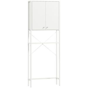 Mobilier HOMCOM pentru Baie Deasupra WC-ului cu Dulap și Raft Deschis, Mobilier Salvaspazio cu Picioare din Metal pentru Baie și Spălătorie, 64x20x180 cm, Alb | Aosom Romania imagine