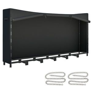 Outsunny Suport de Lemne pentru Exterior din Oțel, cu Acoperire Impermeabilă Oxford 600D, Structură Reglabilă și Lanțuri Metalice, Suport de Lemne Ridicat, 0.8m³, 235x31x116 cm, Negru | Aosom Romania imagine