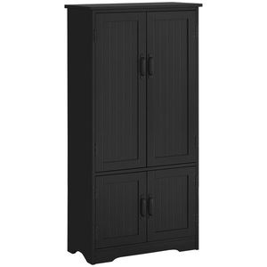 HOMCOM Buffet de bucătărie, armoarie de bucătărie contemporană, multi-spații de depozitare, 2 dulapuri, 3 rafturi, MDF, panouri de particule, negru | Aosom Romania imagine