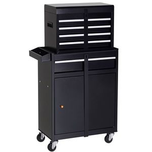 Carucior de lucru DURHAND, dulap pentru unelte, cutie de unelte cu 5 sertare, roti 360° din metal, 60 x 28 x 104, 5 cm | Aosom Romania imagine