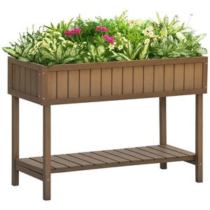 Outsunny Ghiveci pe Picioare pătrat Potager raft dim. 110L x 46l x 76H cm 8 Compartimente Inserturi de irigare Lemn de Brad | Aosom Romania imagine