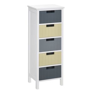 HOMCOM Comodă din Lemn cu 5 Sertare Comodă Auxiliară de Depozitare cu Picioare Înalte Stil Modern pentru Dormitor Sufragerie Baie 35x28x90, 5 cm Multicolor | Aosom Romania imagine