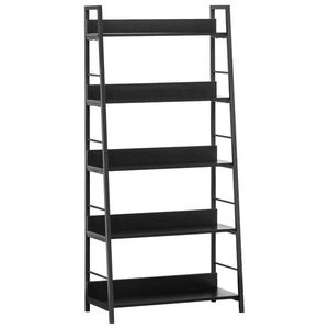 HOMCOM Bibliotecă poliță de depozitare Stil Industrial înclinat 5 Nivele 70L x 35l x 150H cm Negru | Aosom Romania imagine