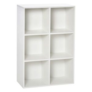 HOMCOM Raft pentru Cărți Cu 6 Cuburi de Depozitare din Lemn de 3 Nivele pentru Sufragerie Dormitor Birou 65, 5x30x97, 5 cm Alb | Aosom Romania imagine