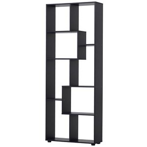 HOMCOM Bibliotecă cu rafturi Zig-zag Design Contemporan 70L x 24l x 178Î cm Panouri Particule negru | Aosom Romania imagine