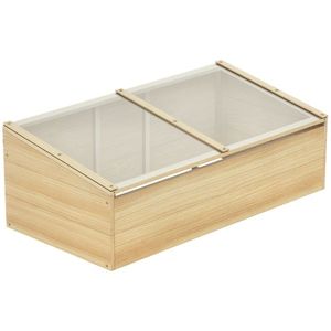 Seră de lemn Outsunny Frigider Seră Frigider Sistem de grădinărit și grădinărit pentru balcon, 100 x 50 x 35 cm, Natural, Molid, placă PC | Aosom Romania imagine