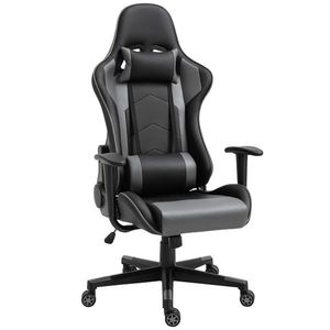 Vinsetto Fotoliu de birou ergonomic, fotoliu de gaming, fotoliu rotativ, piele artificială, spumă, Negru, 67, 5 x 74 x 126-136 cm | Aosom Romania imagine