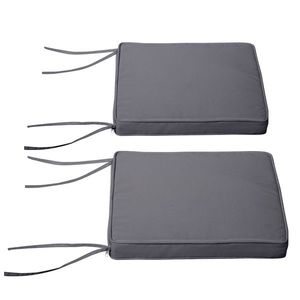 Outsunny Set de 2 perne pentru fotolii de grădină Pernă pentru scaun de exterior Perne de șezut detasabile Umplutură de 5 cm Tesatura de poliester dim. 45L x 45l cm Gri închis | Aosom Romania imagine