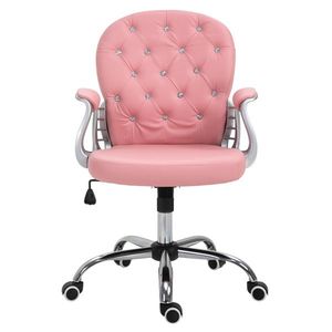 Vinsetto Fotoliu de birou, Ergonomic Fotoliu de birou cu Suport pentru Brațe, Spătar Căptușit, Reglabil în Înălțime Fotoliu de calculator cu Piele Ecologică, Scaun Rotativ pentru Acasă sau Birou, Roz | Aosom Romania imagine