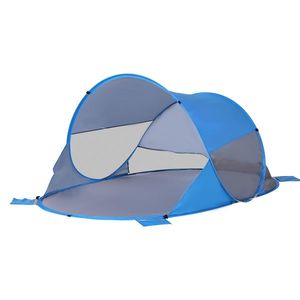 Outsunny Cort de plajă cort de plajă pliabil pop-up automat cu protecție UV fereastră în spate covoraș mare albastru cer | Aosom Romania imagine