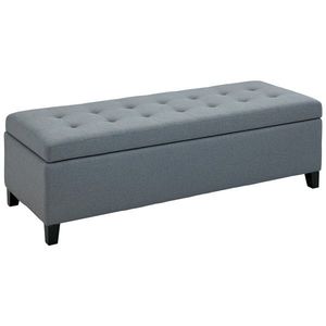 HOMCOM Bancă cu Stocare, Otomană, Bancă de Hol, Împăturire cu Nasturi, 125, 1 cm x 48, 9 cm x 41, 3 cm, Gri | Aosom Romania imagine