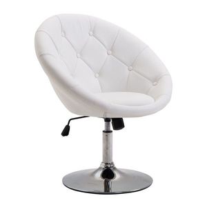 HOMCOM Scaun de lucru rotativ Scaun rotativ Scaun de birou cromat reglabil înălțime, piele ecologică+oțel, Negru/Alb, 71x59x78-90cm (Alb) | Aosom Romania imagine