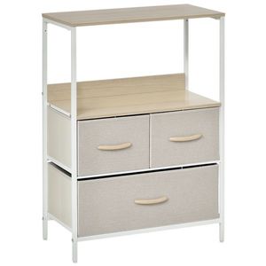HOMCOM Comodă mobilier de depozitare cu 3 sertare material textil, raft și blat superior, 58L x 29l x 81, 5H cm | Aosom Romania imagine