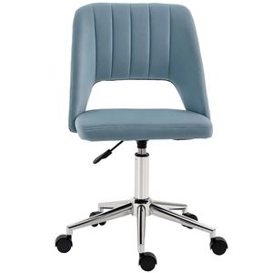 Vinsetto Scaun de birou, Înălțime ajustabilă Scaun de birou fără brațe, Drehbar Bürostuhl cu aspect de catifea, Scaun de schmink ergonomic pentru dormitor, birou acasă, Albastru | Aosom Romania imagine