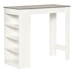 HOMCOM Masă de Bar Masă Înaltă Tip Bistró de Bucătărie cu Raft de 4 Nivele Stil Modern din Melamină pentru Dining Sufragerie 115x50x102, 7 cm Alb și Gri | Aosom Romania imagine