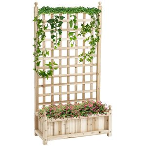 Outsunny Elegant Căsuță de flori cu Grilaj pentru Plante Cățărătoare din Lemn Natural | Aosom Romania imagine