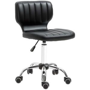 HOMCOM Taburet cu roți - taburet de lucru rotativ la 360° - taburet ergonomic - înălțime șezut reglabilă 47-62 cm - căptușeală de piele ecologică matlasată negru metal cromat | Aosom Romania imagine