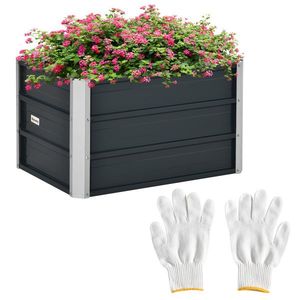 Outsunny Carré potager pat de grădină înălțat din oțel galvanizat fund deschis design extra adânc 66 x 47 x 40 cm gri închis | Aosom Romania imagine