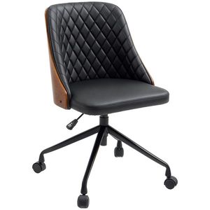 Scaun de birou Vinsetto, Scaun de birou, Scaun rotativ acasă, Scaun de birou reglabil ergonomic cu roți pivotante 360°, Spumă PU Negru 48, 5 x 54, 5 x 81-87 cm | Aosom Romania imagine