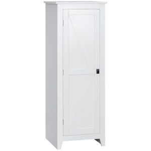 HOMCOM Șifonier de Depozitare bufet bucătărie mobilier de depozitare pentru Baie Economisire Spațiu Stil Clasic cu 3 rafturi reglabile- Înălțime 120 cm în Lemn Alb | Aosom Romania imagine