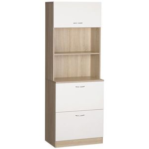 HOMCOM Bufet de bucătărie dulap de bucătărie cu multi-stocare 2 sertare 1 dulap + blat mare 60 x 38 x 168 cm MDF alb | Aosom Romania imagine