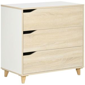 HOMCOM Comodă cu 3 sertare piesă de mobilier bicolore alb și aspect de lemn - 75 x 42 x 75 cm | Aosom Romania imagine