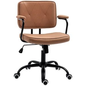 Vinsetto Scaun de birou cu rotile, scaun de birou reglabil inaltime cu functie de leganare rotire 360° inclinabil spuma maro 61 x 58 x 82-91 cm | Aosom Romania imagine