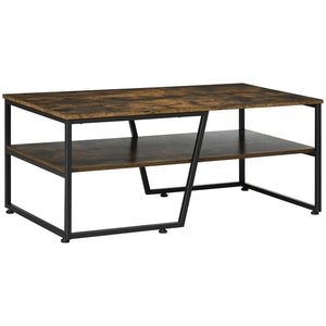 HOMCOM Masă de cafea rectangulară de stil industrial cu 1 blat și 1 raft de depozitare din metal 106 x 55 x 45 cm | Aosom Romania imagine