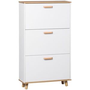 HOMCOM Mobilier pentru încălțăminte stil scandinav cu 3 uși abatante 70 x 23, 5 x 122 cm alb | Aosom Romania imagine