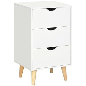 HOMCOM Noptieră masă de noapte cu 3 sertare, stil scandinav pentru dormitor, sufragerie, 40 x 35 x 68, 5 cm, alb | Aosom Romania imagine
