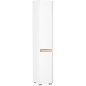 kleankin Columna de Baño Armario Alto Auxiliar cu Rafturi Ajustabile pentru Dus Îngrijire Dormitor 30x33x165 cm Alb | Aosom Romania imagine