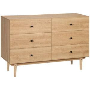 HOMCOM Comodă 6 sertare mobilier de depozitare picioare din lemn masiv 120 x 40 x 80 cm culoare lemn | Aosom Romania imagine