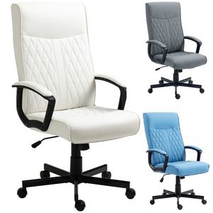 Vinsetto Scaun de Birou cu Spătar Înalt Înălțime Ajustabilă și Funcție de Înclinare 65x65x102-112, 5 cm Crem | Aosom Romania imagine